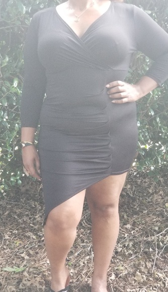 Asymmetric Black Dress - Picture 2 of 4